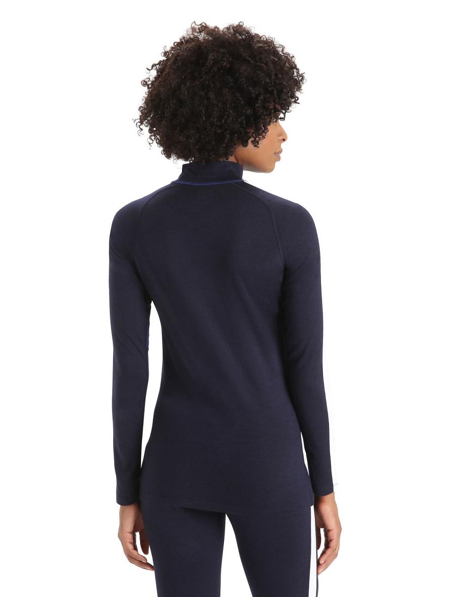 Midnight Navy / Royal Navy Women's Icebreaker Merino 200 Sonebula Long Sleeve High Neck Thermal Top One Piece & Sets | USA 1784DFMN